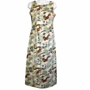 Vintage Dragon, Asian Print Tank Maxi Dress M